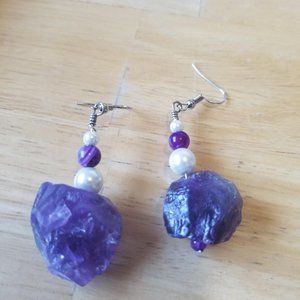 Amethyst and pearl earrings